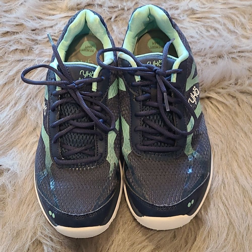 Ryka illumine womens navy blue and teal memory foam walking0‎ tennishoes size 8
